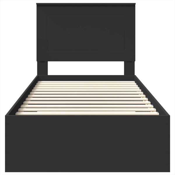 Рамка за легло Черен и сребрист 100 x 200 cm Инженерно дърво