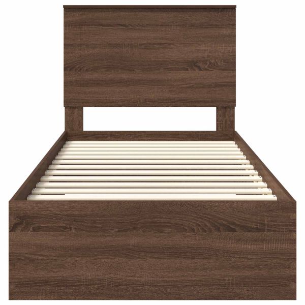 Рамка за легло Кафяв дъб и сребро 100 x 200 cm Инженерно дърво