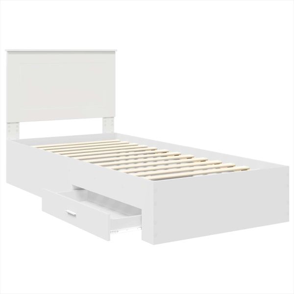 Рамка за легло Бяло и сребро 75 x 190 cm Инженерно дърво