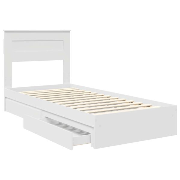 Легло с място за съхранение Бяло 75 x 190 cm Инженерно дърво