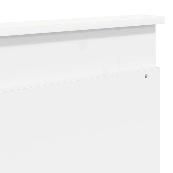 Легло с място за съхранение Бяло 200 x 200 cm Инженерно дърво