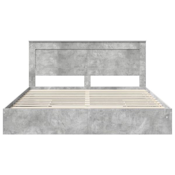 Легло с място за съхранение Циментено сиво 200 x 200 cm