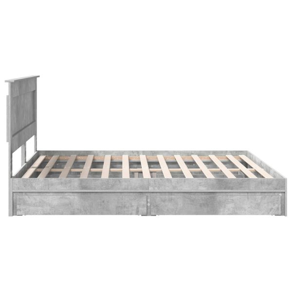 Легло с място за съхранение Циментено сиво 200 x 200 cm