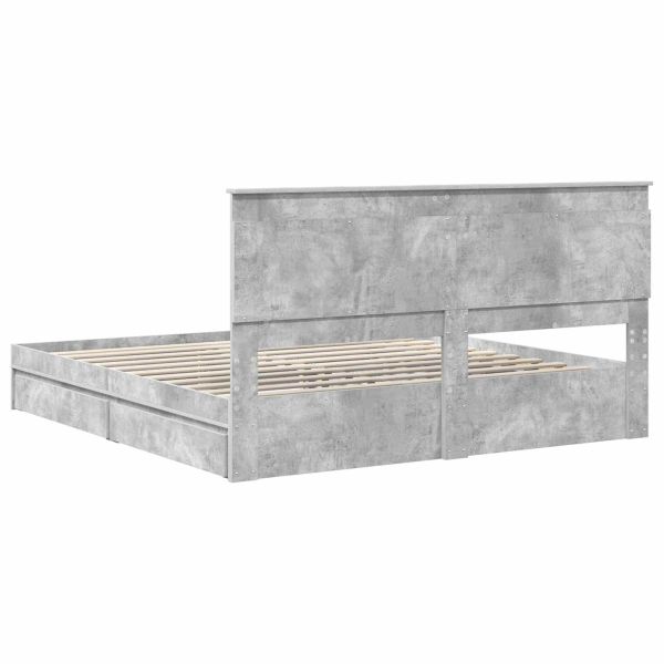 Легло с място за съхранение Циментено сиво 200 x 200 cm
