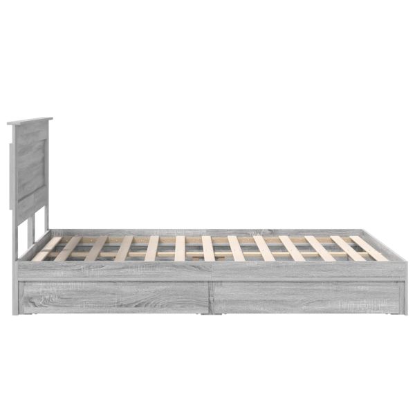 Легло с място за съхранение с таблото Сив Сонома 160 x 200 cm