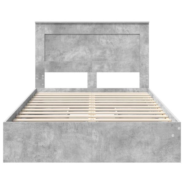 Легло с място за съхранение Циментено сиво 135 x 190 cm