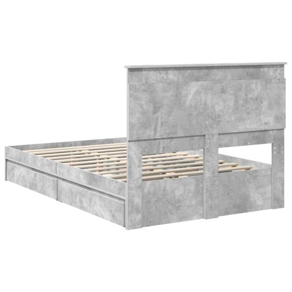 Легло с място за съхранение Циментено сиво 135 x 190 cm