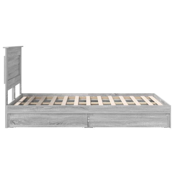 Легло с място за съхранение с таблото Сив Сонома 120 x 200 cm