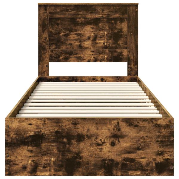 Рамка за легло Опушен дъб и сребро 75 x 190 cm Инженерно дърво