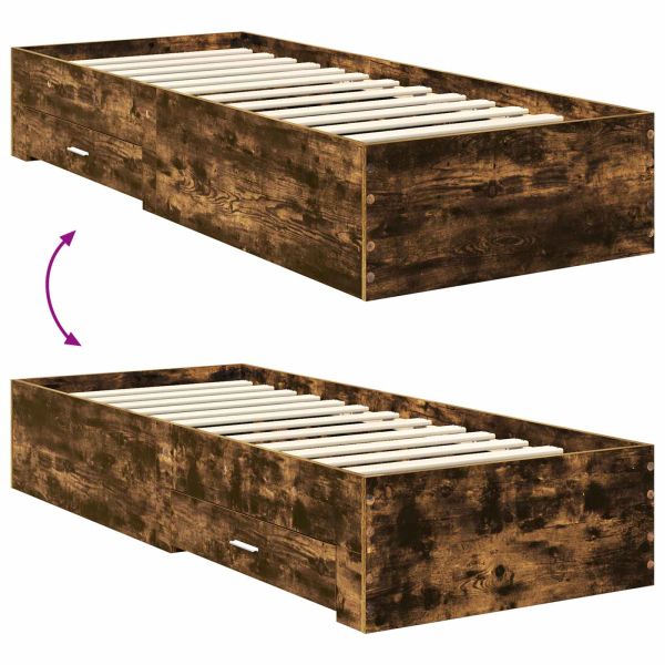 Рамка за легло Опушен дъб и сребро 75 x 190 cm Инженерно дърво