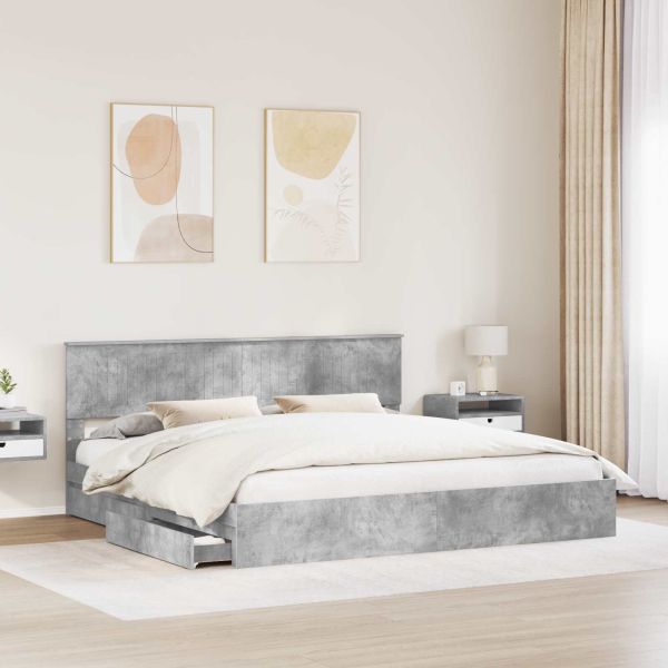 Легло с място за съхранение Циментено сиво 200 x 200 cm