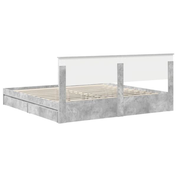 Легло с място за съхранение Циментено сиво 200 x 200 cm