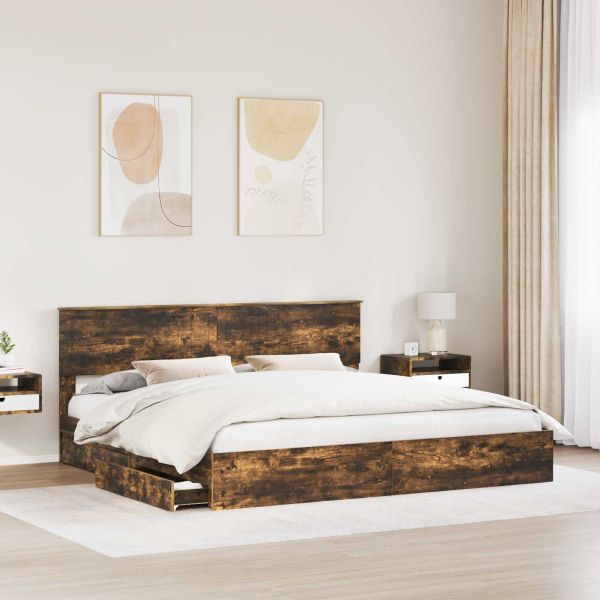 Легло с място за съхранение с таблото Димян дъб 200 x 200 cm