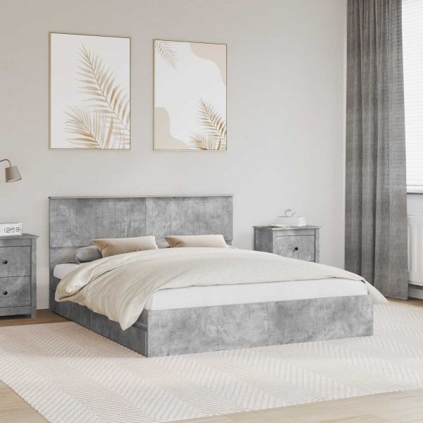 Легло с място за съхранение Циментено сиво 160 x 200 cm