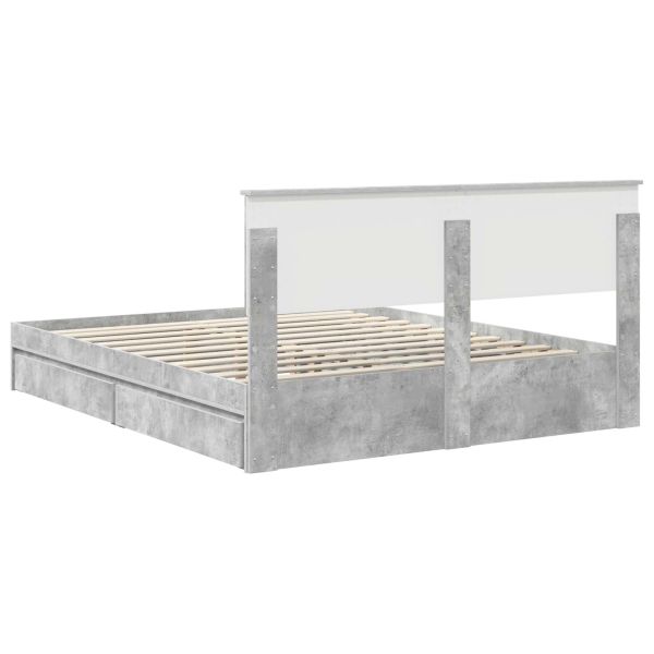 Легло с място за съхранение Циментено сиво 160 x 200 cm