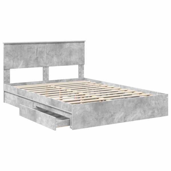 Легло с място за съхранение Циментено сиво 140 x 190 cm