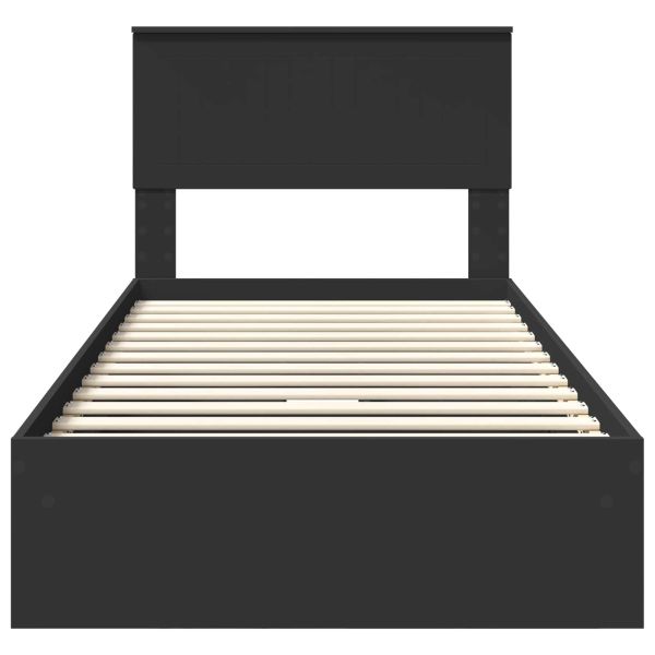 Легло с място за съхранение Черно 90 x 190 cm Инженерно дърво