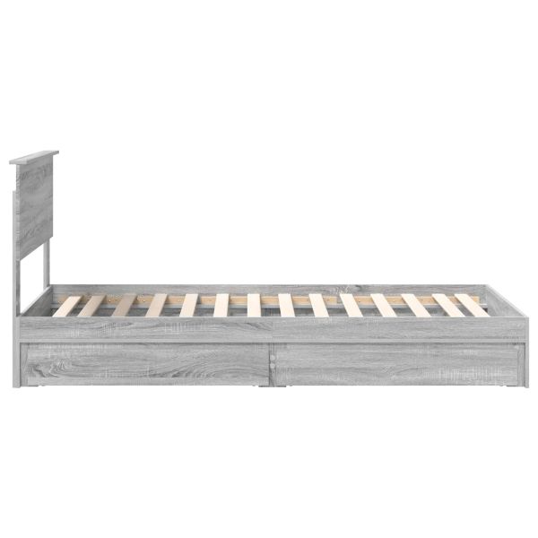 Легло с място за съхранение с таблото Сив Сонома 90 x 190 cm