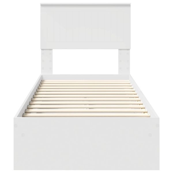 Легло с място за съхранение Бяло 75 x 190 cm Инженерно дърво