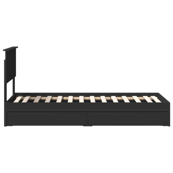 Легло с място за съхранение Черно 75 x 190 cm Инженерно дърво