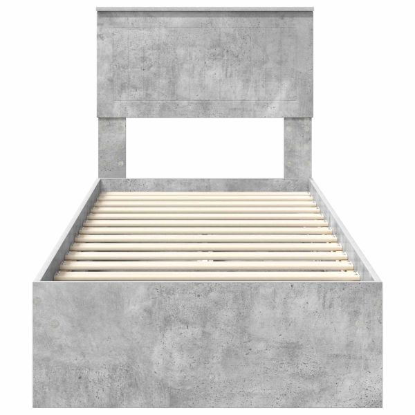 Легло с място за съхранение Циментено сиво 75 x 190 cm