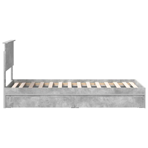 Легло с място за съхранение Циментено сиво 75 x 190 cm