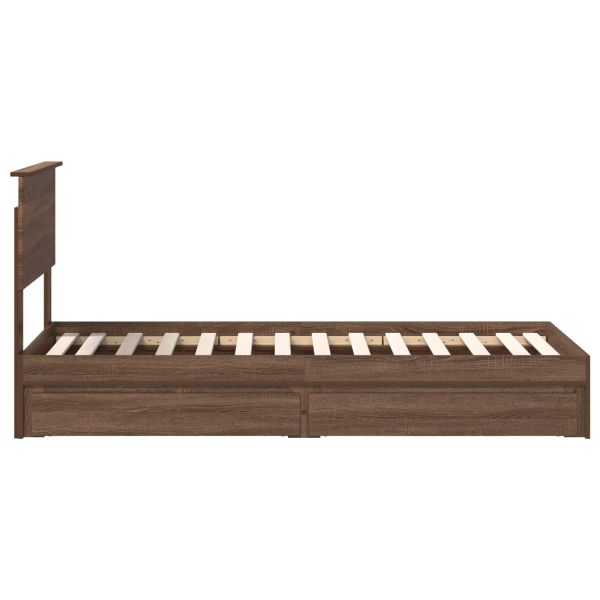 Легло с място за съхранение с таблото Кафяв дъб 75 x 190 cm