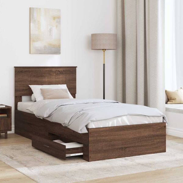 Рамка за легло Кафяв дъб и сребро 90 x 190 cm Инженерно дърво