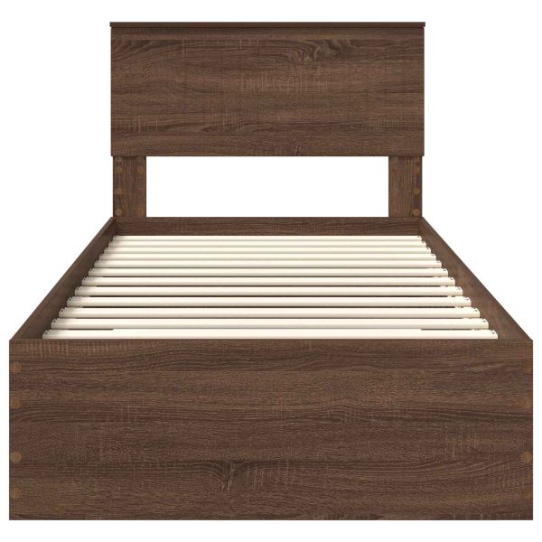 Рамка за легло Кафяв дъб и сребро 90 x 190 cm Инженерно дърво