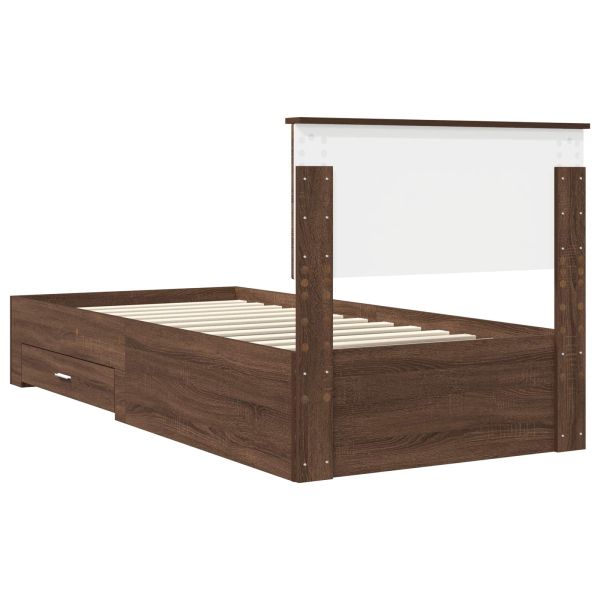 Рамка за легло Кафяв дъб и сребро 90 x 190 cm Инженерно дърво