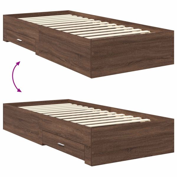 Рамка за легло Кафяв дъб и сребро 90 x 190 cm Инженерно дърво