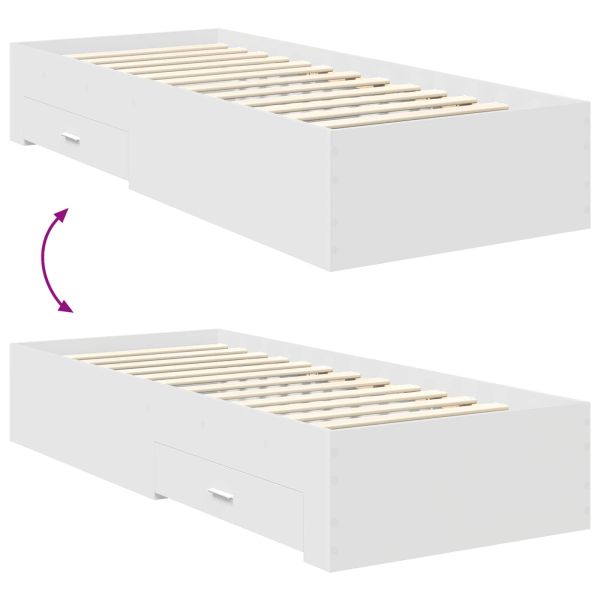 Рамка за легло Бяло и сребро 75 x 190 cm Инженерно дърво