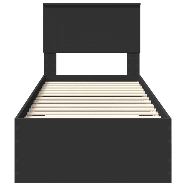 Рамка за легло Черен и сребрист 75 x 190 cm Инженерно дърво