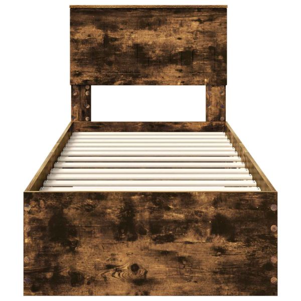 Рамка за легло Опушен дъб и сребро 75 x 190 cm Инженерно дърво