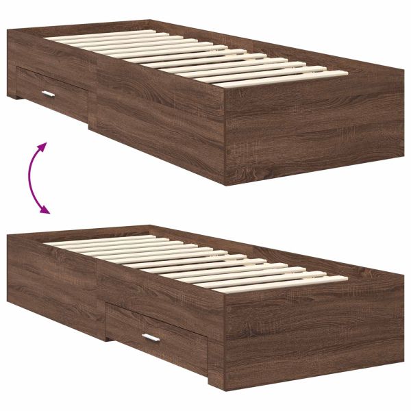 Рамка за легло Кафяв дъб и сребро 75 x 190 cm Инженерно дърво