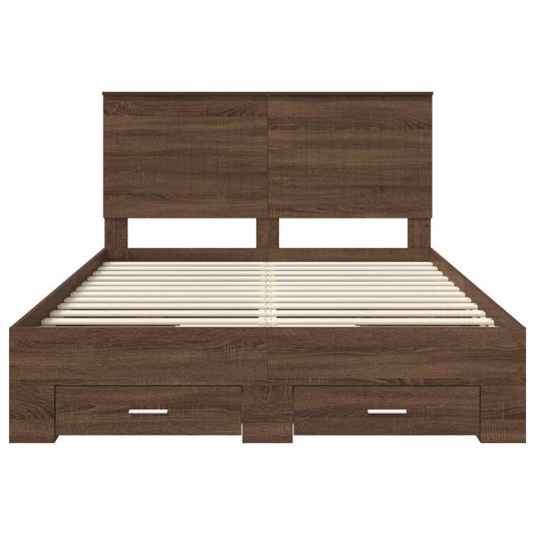 Рамка за легло Кафяв дъб и сребро 135 x 190 cm Инженерно дърво