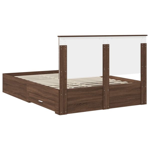 Рамка за легло Кафяв дъб и сребро 135 x 190 cm Инженерно дърво