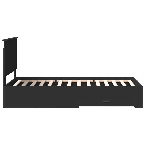 Рамка за легло Черен и сребрист 100 x 200 cm Инженерно дърво