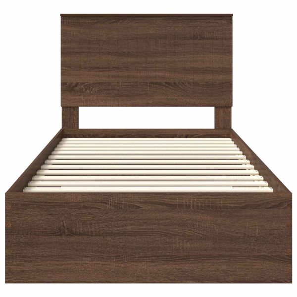 Рамка за легло Кафяв дъб и сребро 100 x 200 cm Инженерно дърво