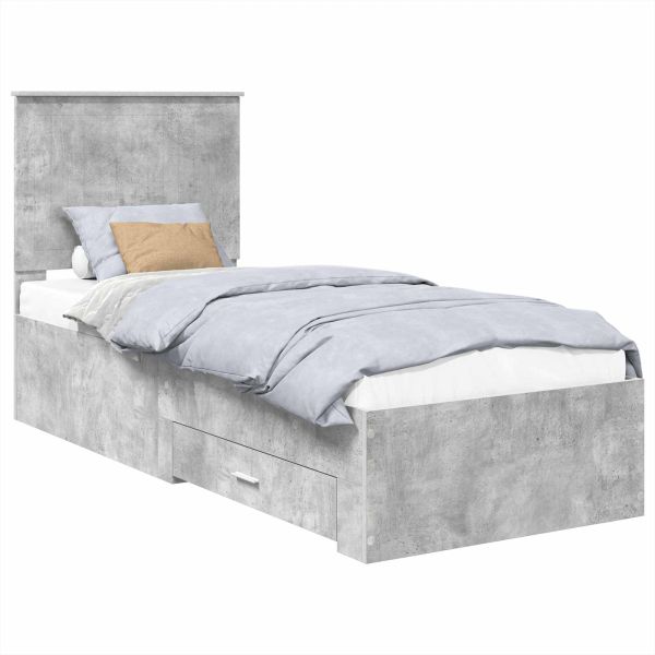 Рамка за легло с таблото Бетонно сиво и сребро 75 x 190 cm