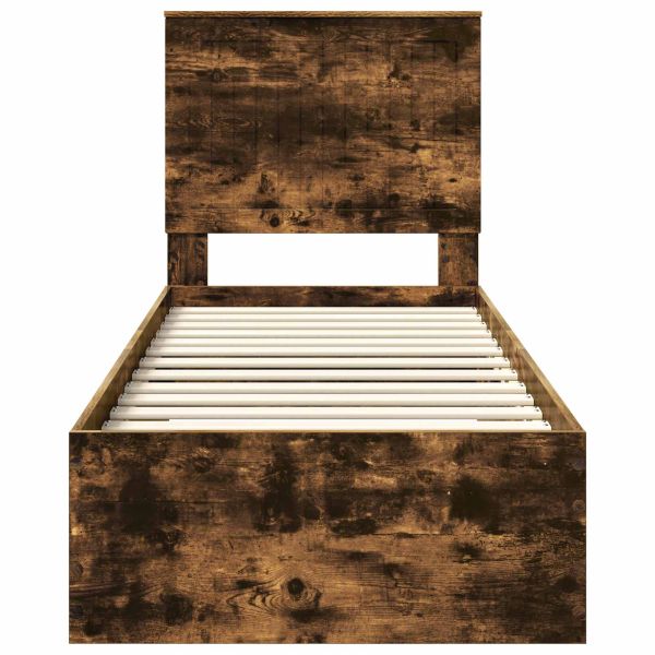 Рамка за легло Опушен дъб и сребро 75 x 190 cm Инженерно дърво