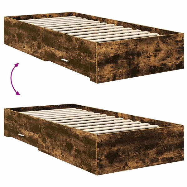 Рамка за легло Опушен дъб и сребро 75 x 190 cm Инженерно дърво