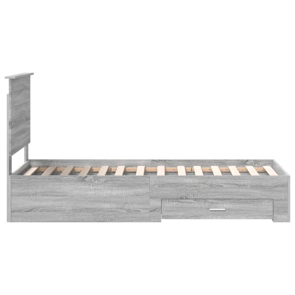 Рамка за легло Сив Сонома и сребро 75 x 190 cm Инженерно дърво