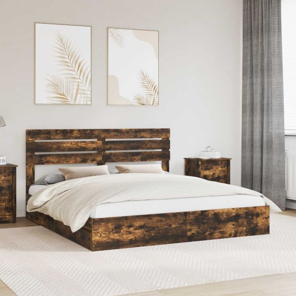 Легло с място за съхранение с таблото Димян дъб 200 x 200 cm