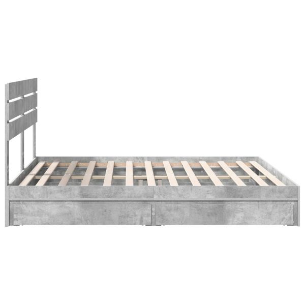 Легло с място за съхранение Циментено сиво 180 x 200 cm
