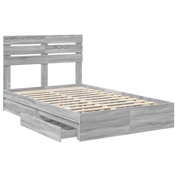 Легло с място за съхранение с таблото Сив Сонома 135 x 190 cm