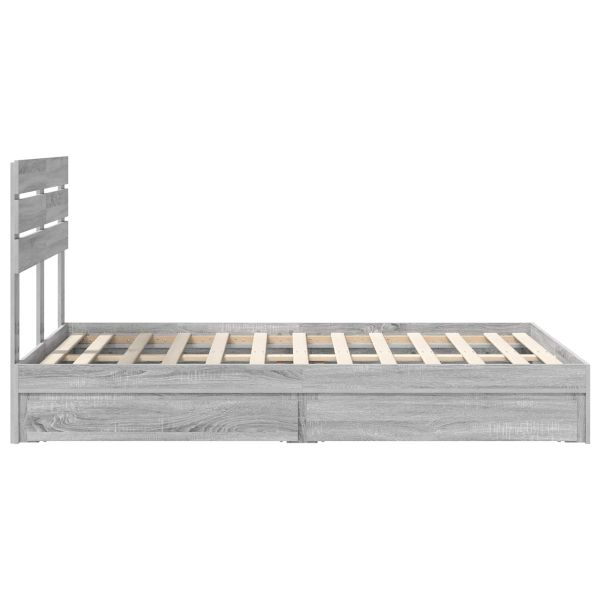 Легло с място за съхранение с таблото Сив Сонома 135 x 190 cm