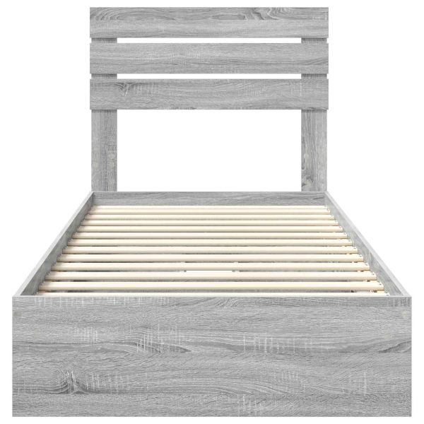 Легло с място за съхранение с таблото Сив Сонома 90 x 190 cm