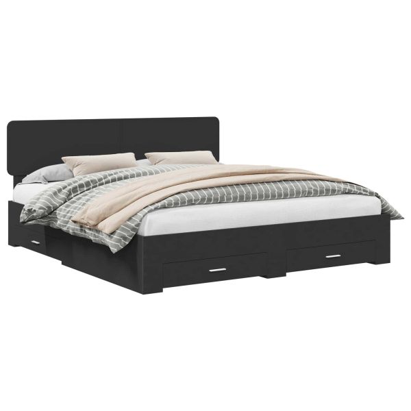 Рамка за легло с таблото Черно 200 x 200 cm Инженерно дърво