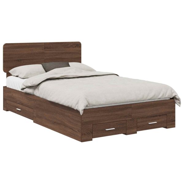 Рамка за легло с таблото Кафяв дъб 135 x 190 cm Инженерно дърво